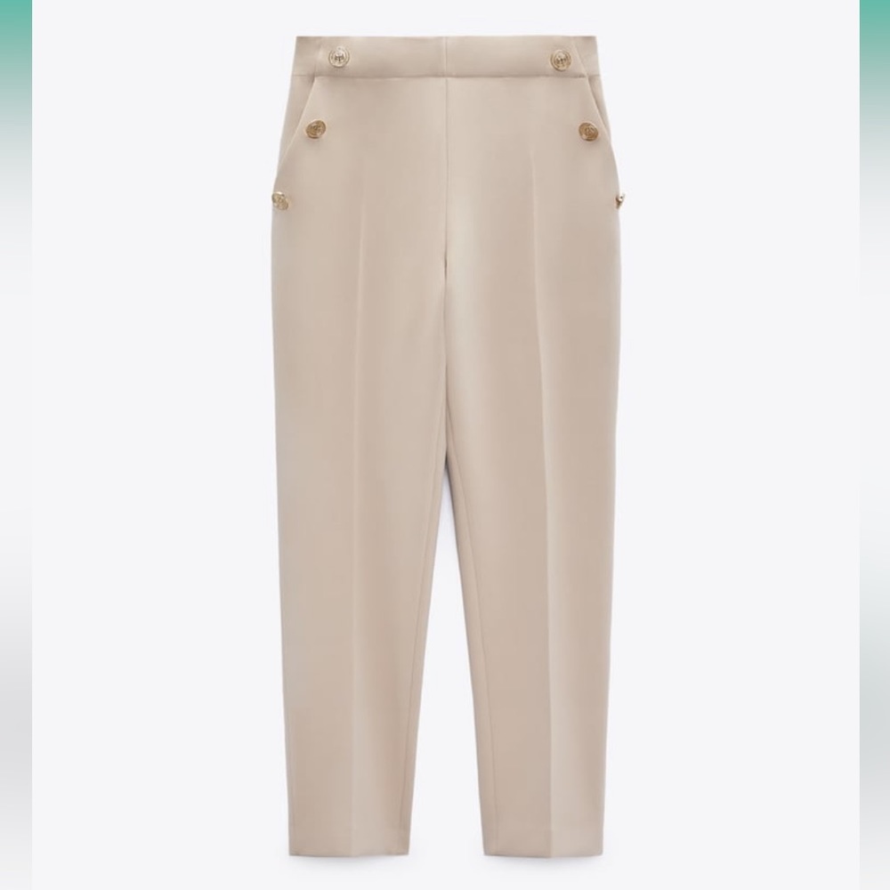 Zara NWT Straight Leg Pants with Gold Buttons